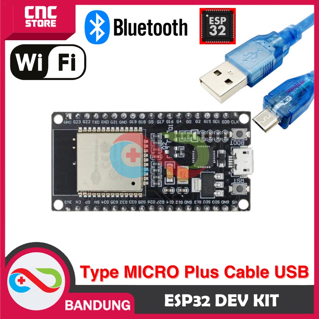 

ESP32 ESP-32 DOIT WIFI BLUETOOTH IOT ESP-32S DEVELOPMENT BOARD 38 PIN PLUS KABEL DATA MICRO