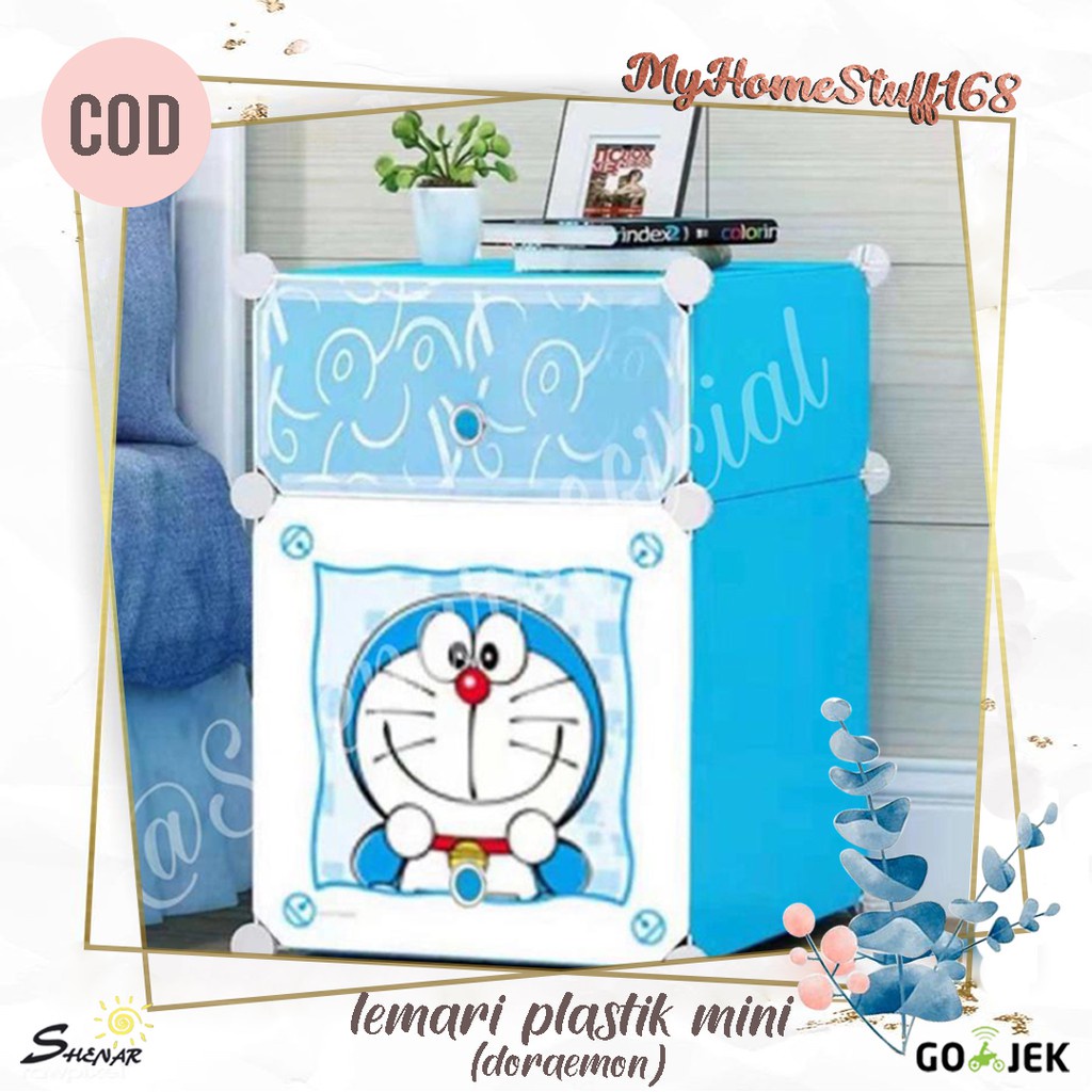 LEMARI SISI RANJANG PLASTIK / LEMARI PAKAIAN PORTABLE / LEMARI SERBA GUNA MINI HELLO KITTY,SHENAR
