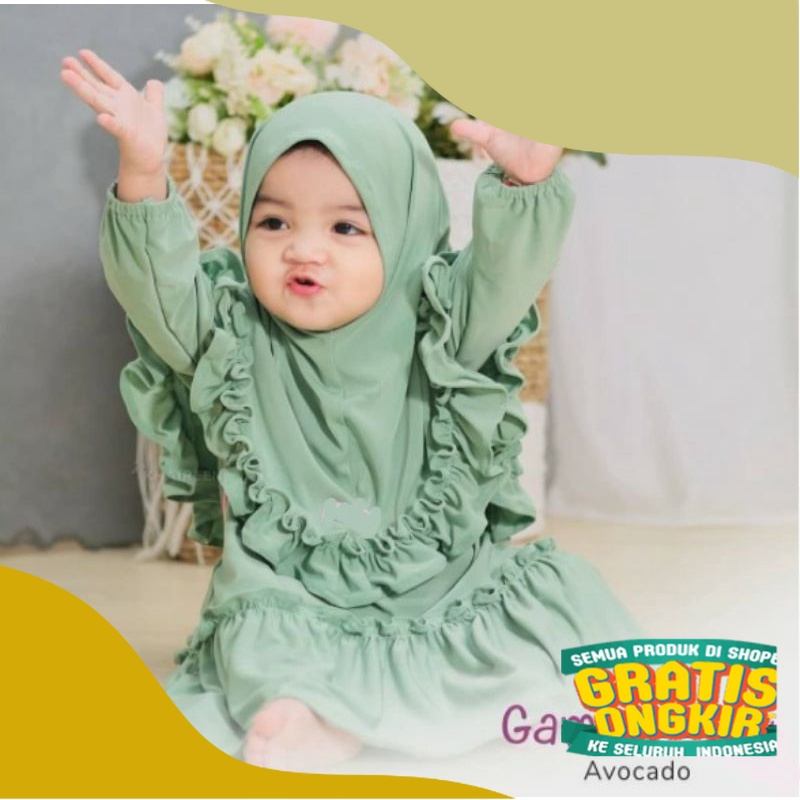 Gamis Anak Bayi Balita Usia 0 1 2 3 4 5 6 7 8 9 10 11 12 Bulan 1 2 Tahun Set Hijab Busana Muslim Pak