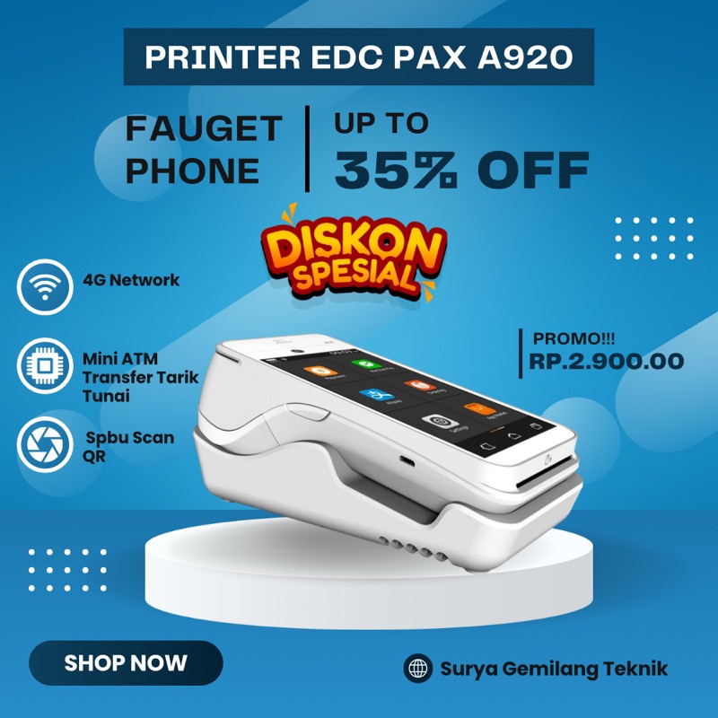 Mesin Android pos kasir PAX A920 PRO Hausjo / Android Mini PAX Hausjo A930 / Android EDC PAX A20 / H