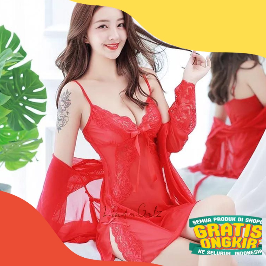 LindaGalz Lingerie Sexy Hot Big Size Baju Tidur Sexy Jumbo Baju Dinas Malam Kimono Lingerie Paris 09