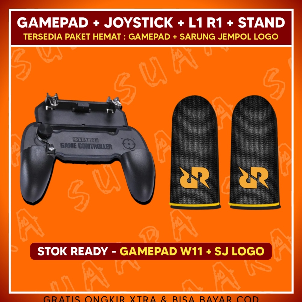 COD Kirim Sekarang.. SUAARA - GAMEPAD W11+ ANDROID TRIGGER GAMING L1 R1 JOYSTICK STAND GAMEPED HP FI