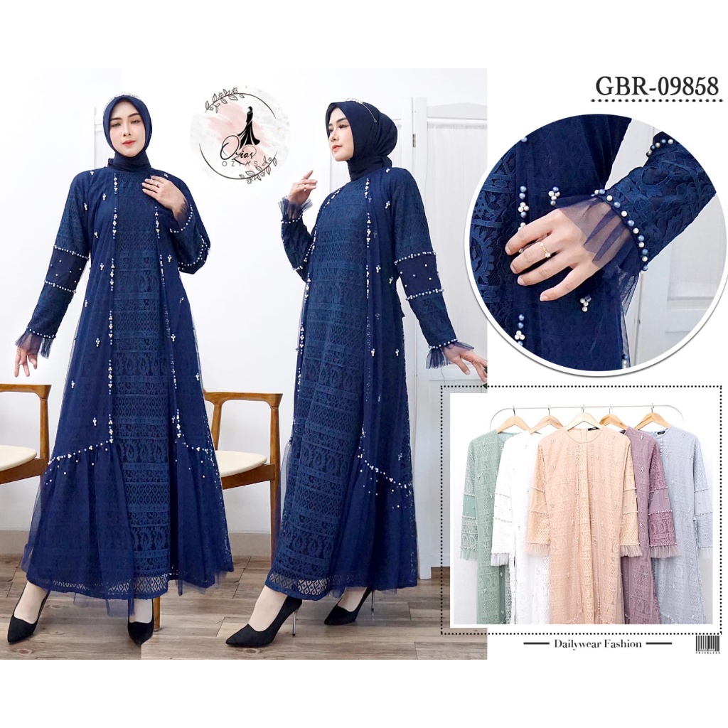 DRESS PESTA PREMIUM BROKAT KAGURAGA JUMBO XXL 09858 I Gamis Dewasa Muslimah