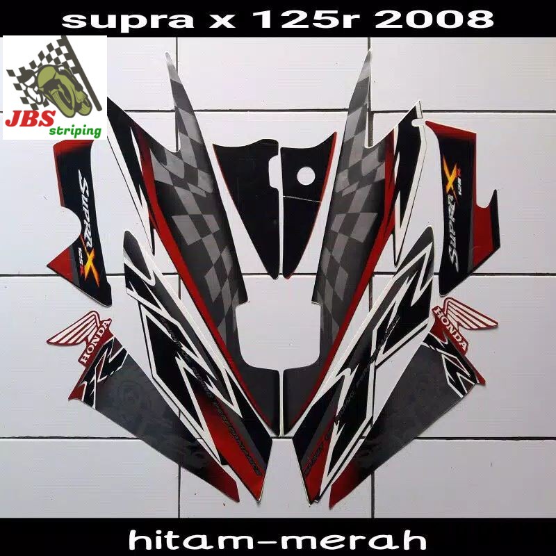 striping supra x 125 stiker  honda supra x 125 r 2008 2009 hitam merah
