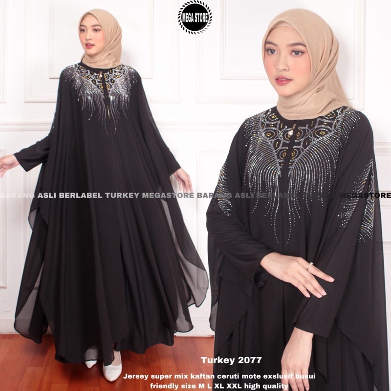 BAJU WANITA TURKEY DUBAI ARAB PREMIUM DRESS MAXI Gamis Turkey 2077 Hawa #653 Busui Busana Muslim