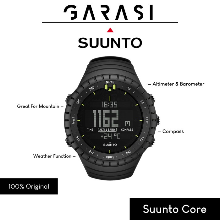 New-- Suunto Core All Black Military Jam Tangan Outdoor Watch 100% Original