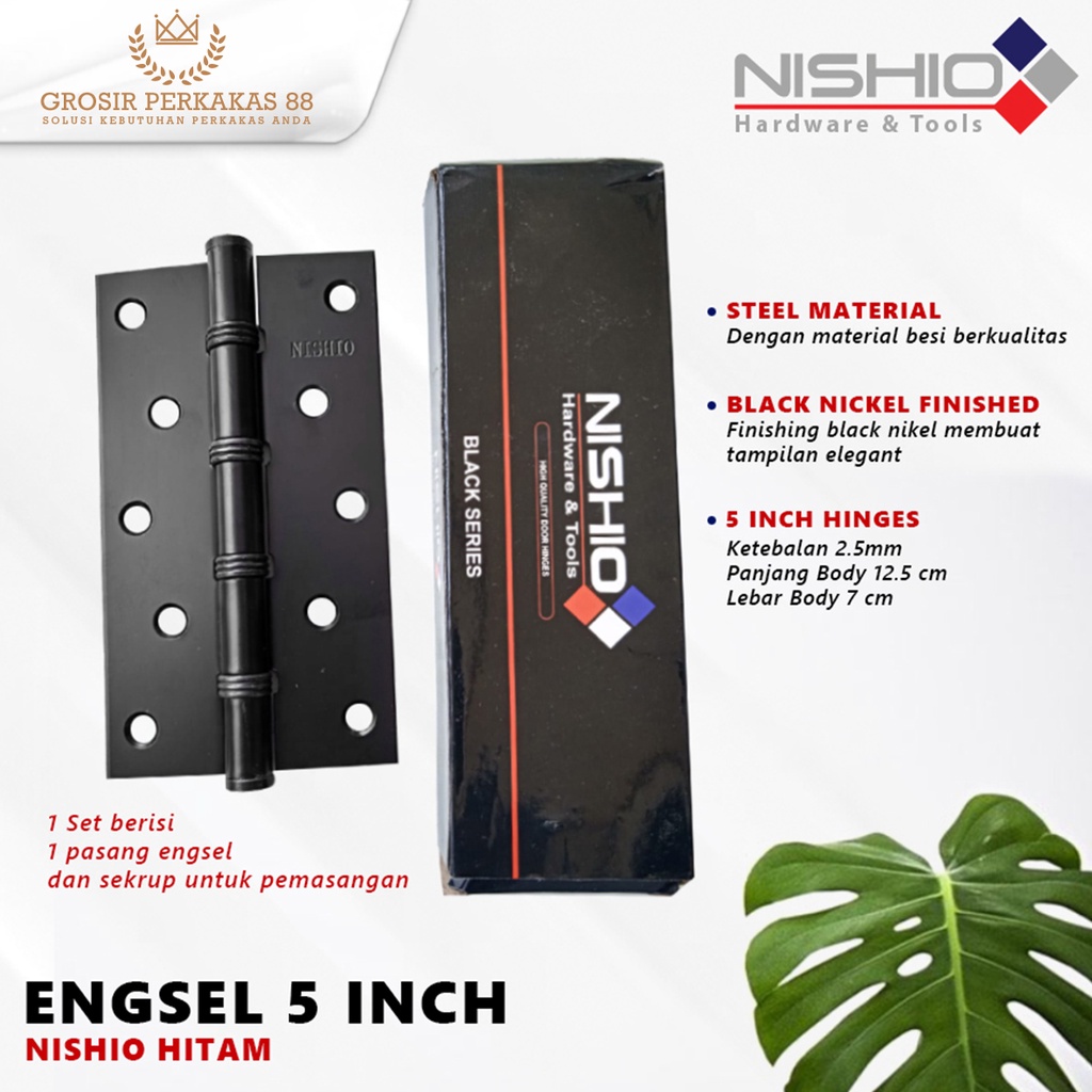 Engsel Pintu Jendela Rumah Kamar Jendela Esel Ensel Besi Hitam Doff 5 Inch