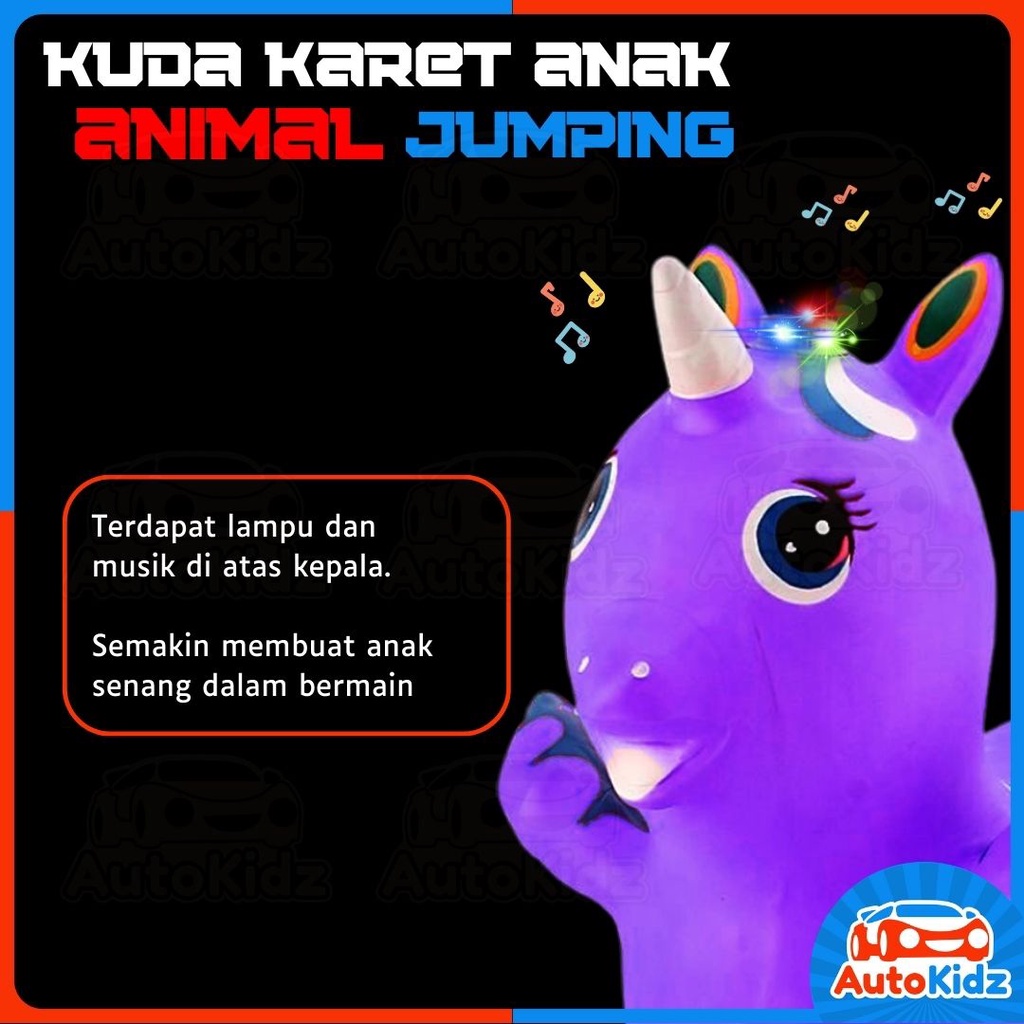 ADY78 Jumping Animal Kuda Kudaan Karet Mainan Anak Unicorn Sapi Rusa Kijang Binatang Genjot Bouncer