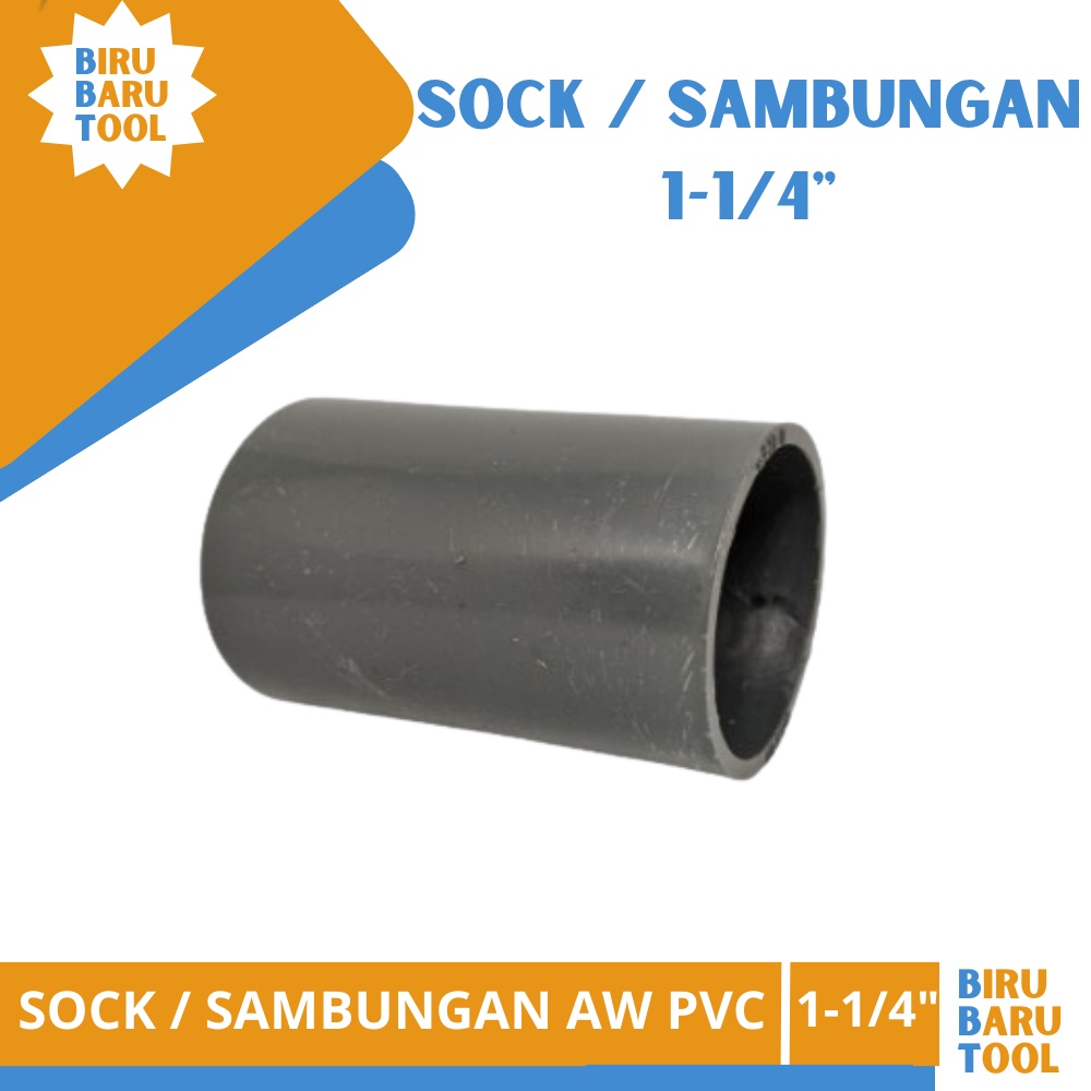 Sambungan Sok / Sock GREST 1 1/4" inch AW - FITTING PIPA PVC 1 1/4in / Sambungan Paralon Pipa PVC Ma