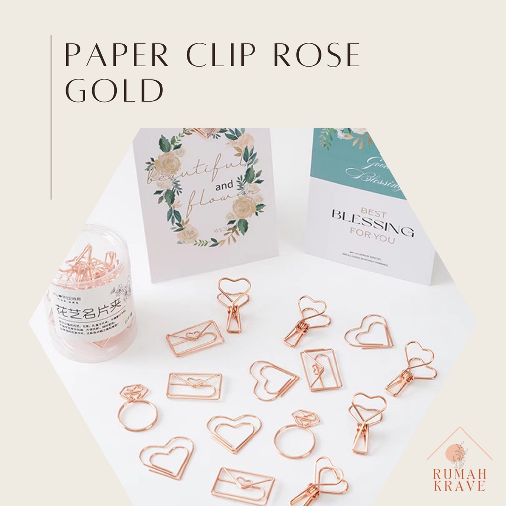 

RUMAH KRAVE - Paper Clip Rose Gold Pin Kartu Greeting Card Besi Metal