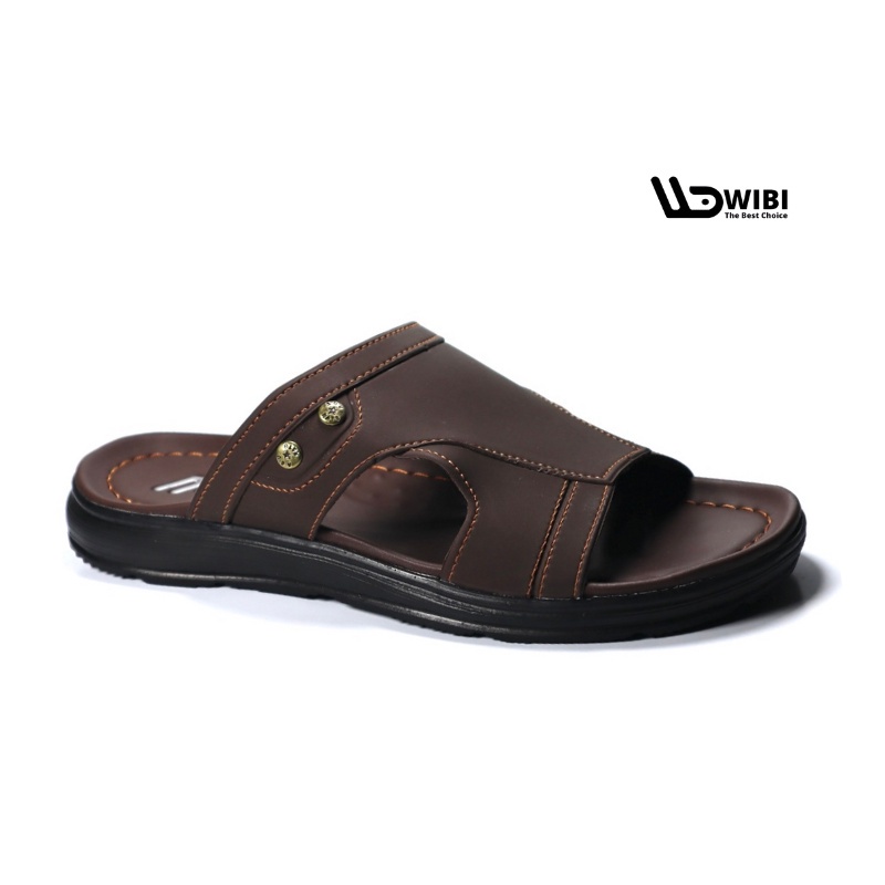 WIBI 39-43 Antique Eyes Dark Brown - Sandal Slide Selop Kulit Pria Dewasa Wibi S11 - 01