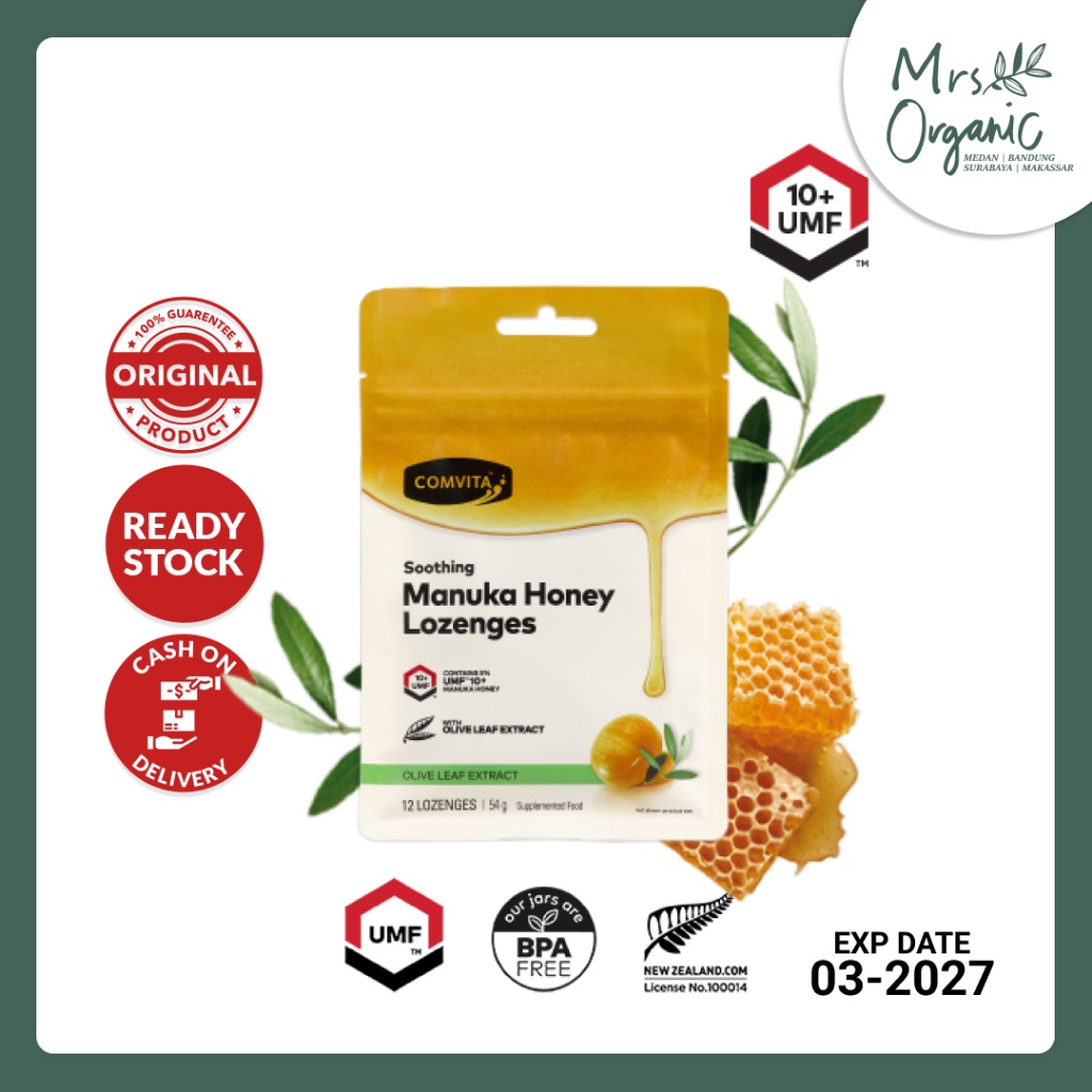 

Madu Permen Comvita Manuka Honey Lozenges Olive Leaf UMF 10+ 12 Lozenges