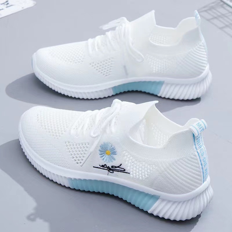 CSS-SEPATU SNEAKER WANITA KOREA KOREAN STYLE TALI MOTIF KEMBANG PREMIUM , SW49