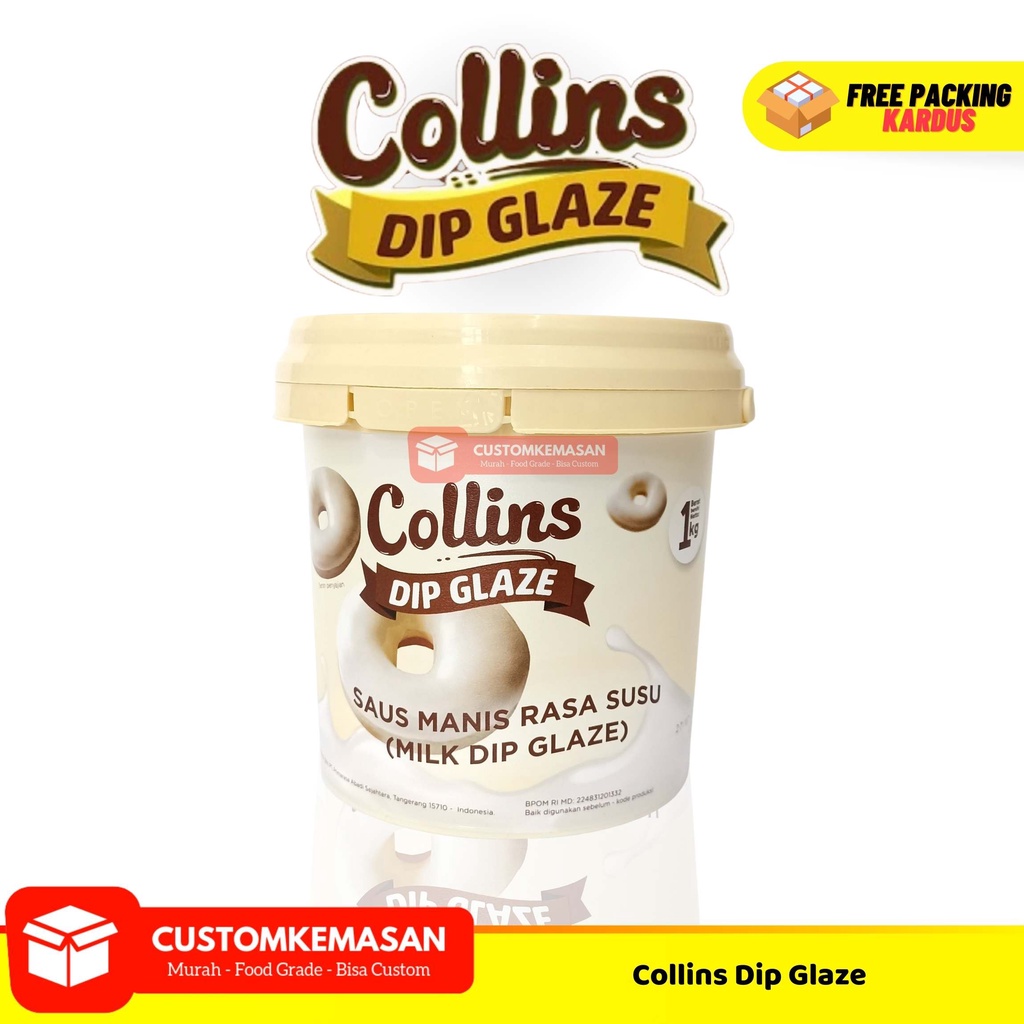 

Collins Dip Glaze Susu 1kg / Dip Glaze / Dip Glaze Collins /Toping Roti bakar / Toping Kue Toping Donat / Toping Es kulkul