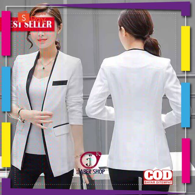 PREMIUM KOREAN STYLE / Jas Blazer Wanita Putih,  Jas Formal