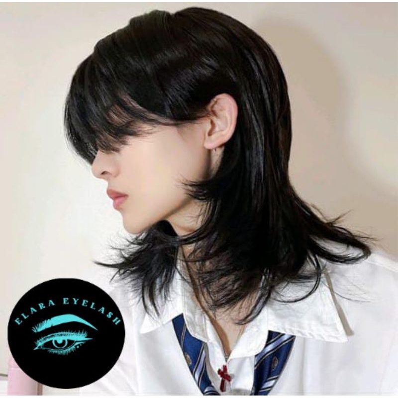 【Pengiriman cepat】 WIG PRIA KOREA MULLET RAMBUT PALSU COWOK PANJANG LURUS NATURAL