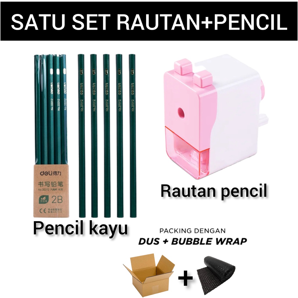 

10 PCS PENSIL 2B + SERUTAN PUTAR STUDY SET STATIONERY SET PAKET ALAT TULIS SEKOLAH RAUTAN