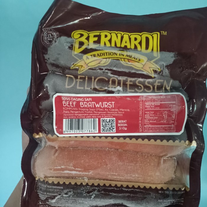 

Bernardi beef bratwurst sosis daging sapi 360gr