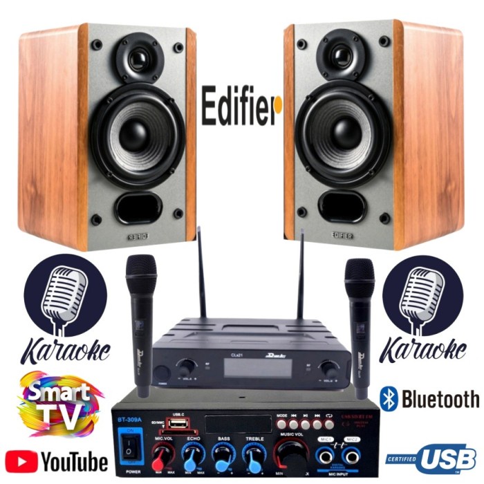 Karaoke Set Mini EDIFIER Ampli Karaoke Smart Tv Mic Dusenberg Wireles