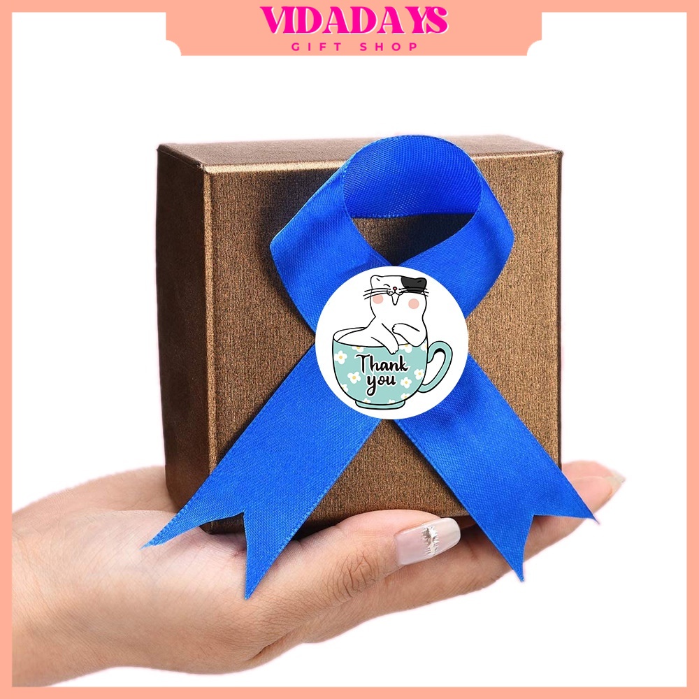 

VIDADAYS [500Pcs/Roll] Sticker Gulung Thank You Gambar Kucing / Cat Coffee Stiker Thank Online Shop/ Packing Packaging Sticker