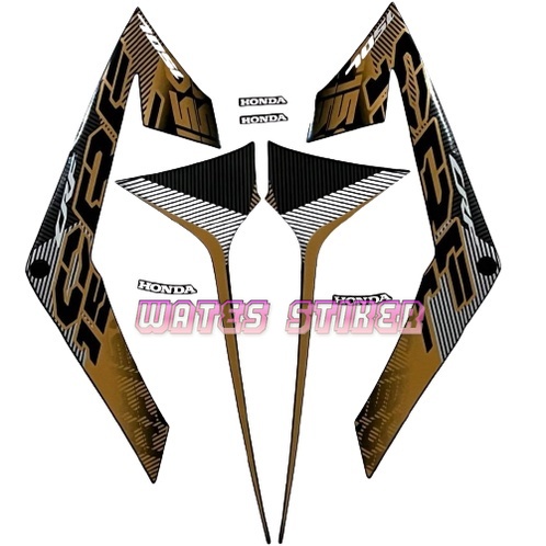 Striping Decal Polet Sticker honda CRF 150L 2019 2020 2021 2022 Full Hitam Gold Emas body standar be