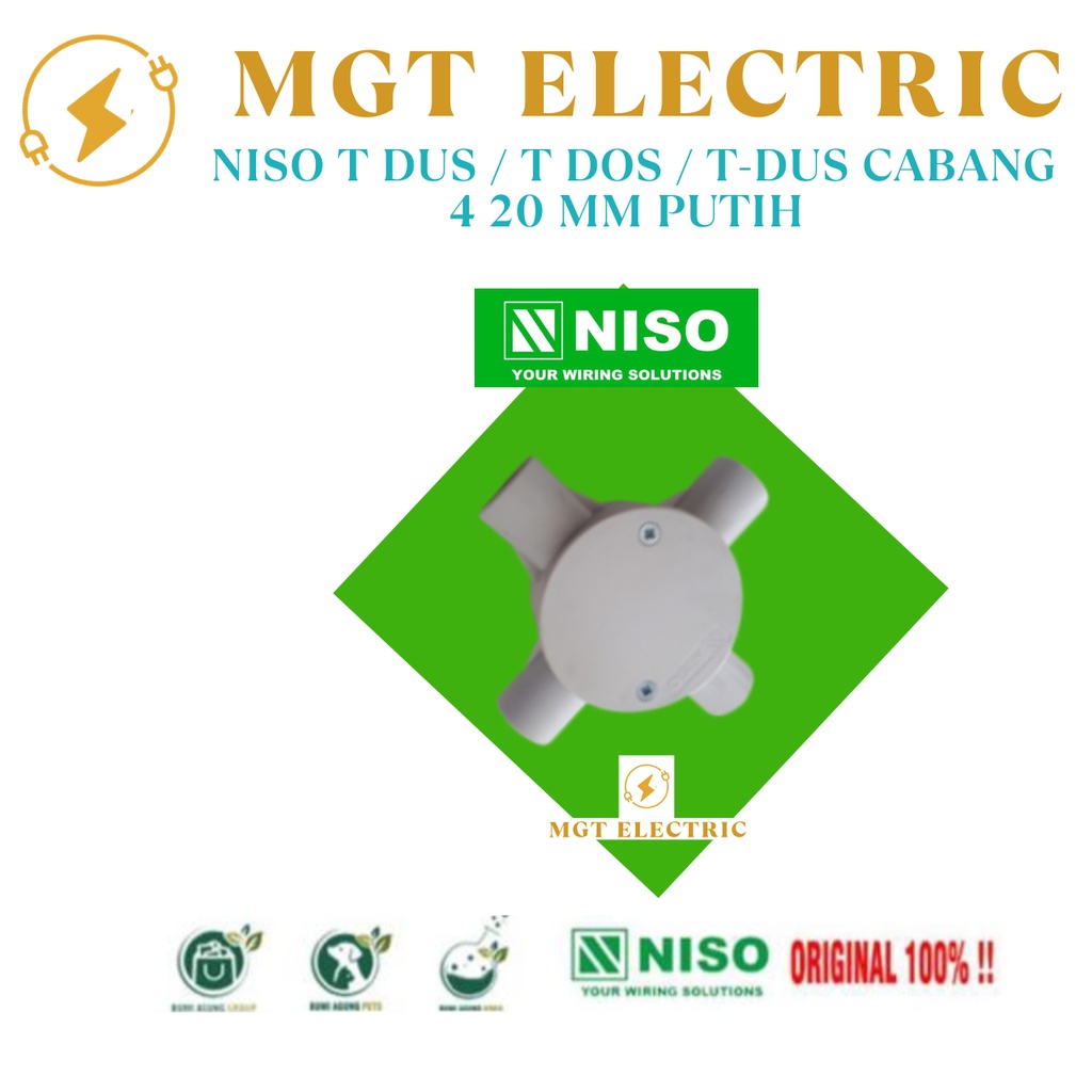 NISO T DUS / T DOS / T-DUS CABANG 4 20 MM PUTIH