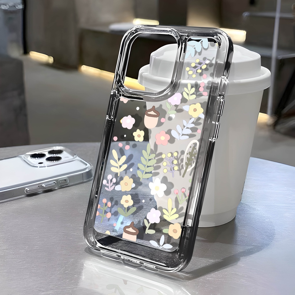 Layar penuh bunga dan tanaman case IPhone  8 XR 13 11 6 7 14 Plus XS MAX X 12 MINI 15 PRO MAX PLUS c