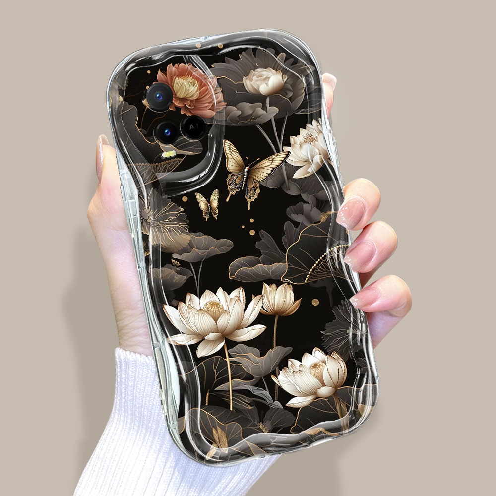 Casing Hp Untuk Vivo Y21 Y21S Y33S Y21A Y21T Y33T T1X 2021 Handphone Phone Case Gold Lotus Kesing Ca