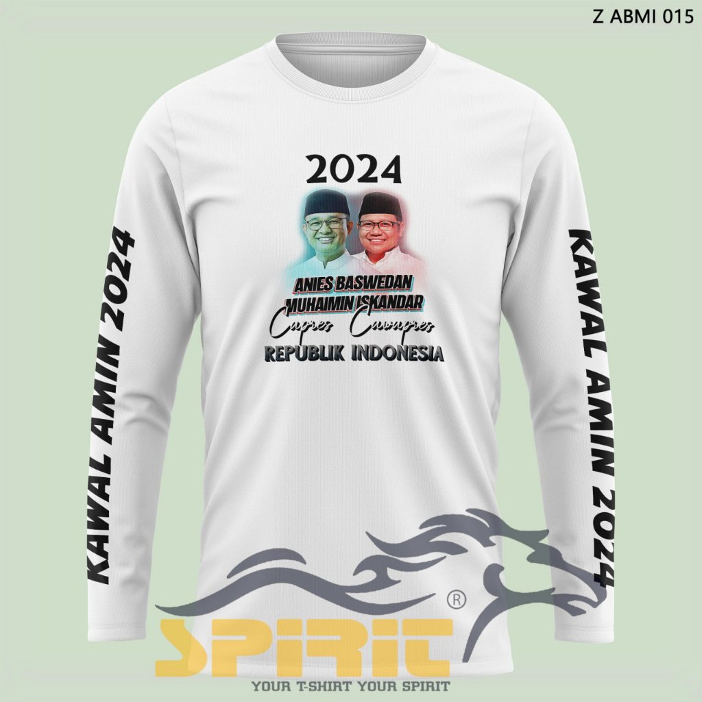 Kaos Tshirt Anies Baswedan-Muhaimin Iskandar AMIN Baju kaos Pasangan Anies Muhaimin 2024 lengan Panj