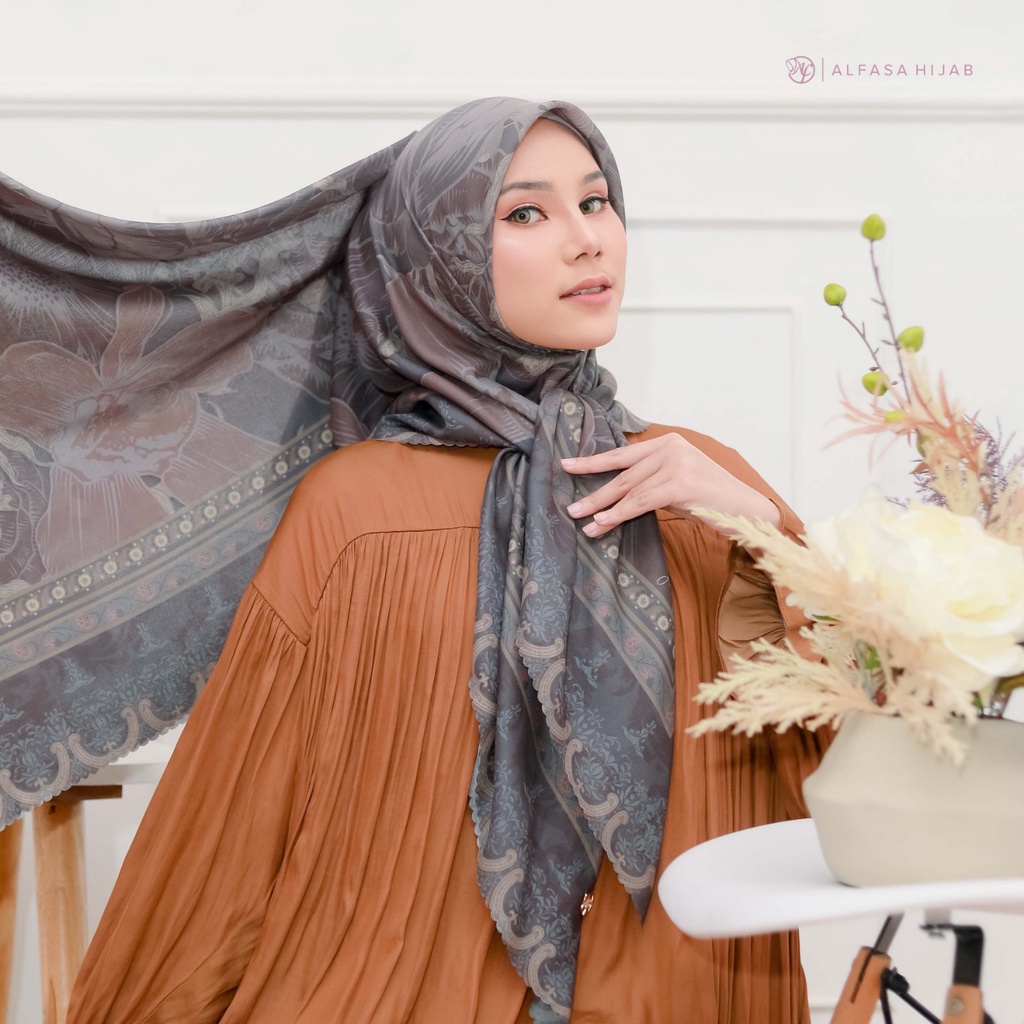 Aina Scarf Motif Jilbab Segi Empat Voal Tryspan Premium - Alfasa Hijab Official