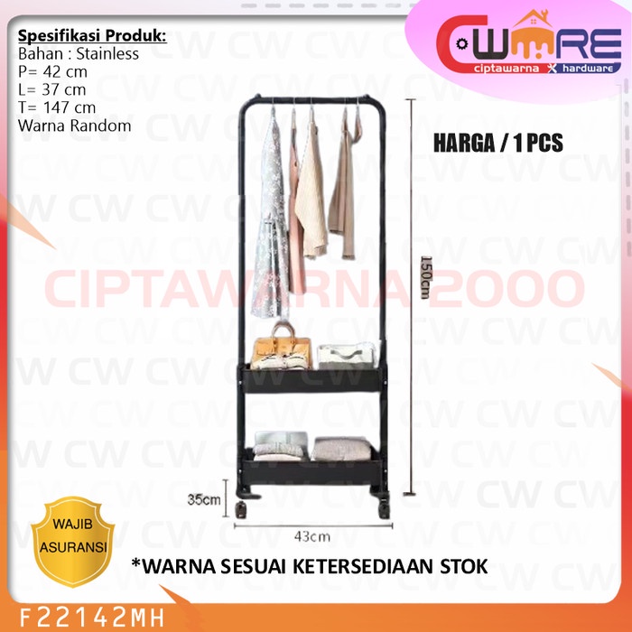 Gantungan Baju Stand Hanger Rak Dorong Jemuran Gantung 2 Susun - SNR CW2H