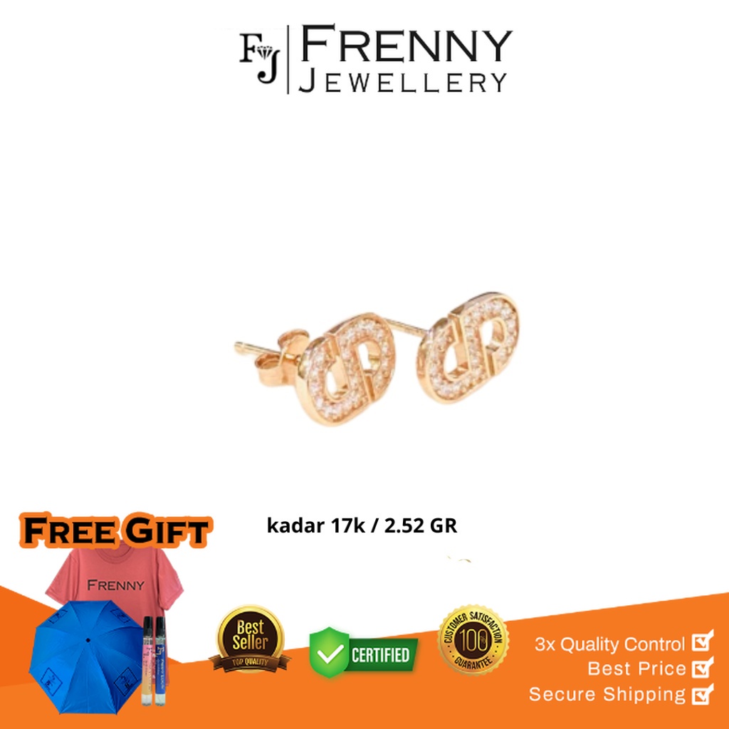 Anting Emas Rose Gold Tusuk CD Mata 17K
