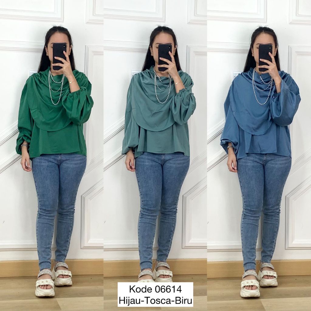 Atasan Satin I Blouse Wanita Lengan Panjang I Atasan Wanita Satin I Blouse Bahan Satin