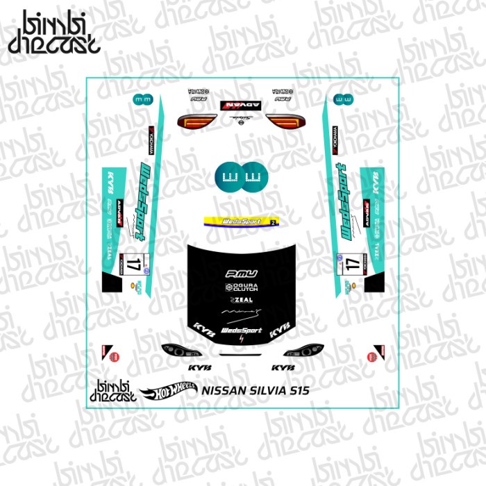 Decal Stiker HW 1/64 Nissan Silvia S15 Wedssport Transparan