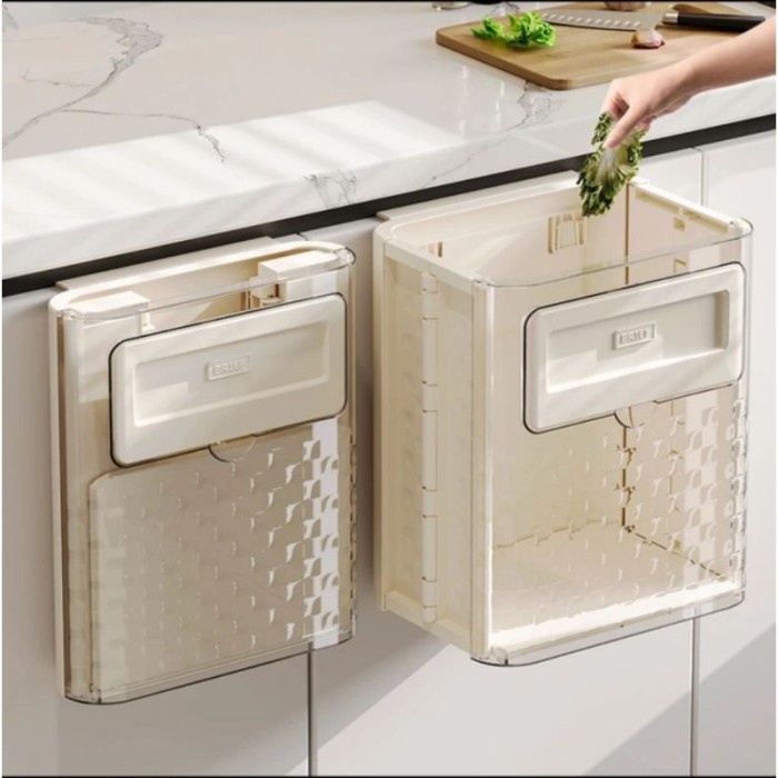 Tempat Tong Sampah Dapur Kabinet Wastafel Gantung Tempel Lipat Meja Transparan Bening Universal Folding Kitchen Trash Bin