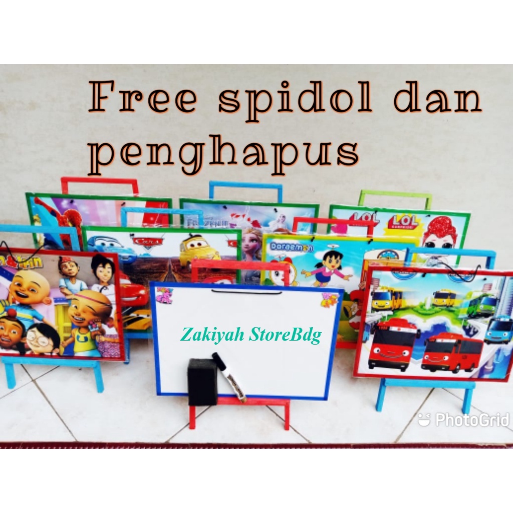 

Papan Tulis Anak White Board Karakter Lucu Satu Set Penyangga Spidol Dan Penghapus Ukuran 30X40Cm
