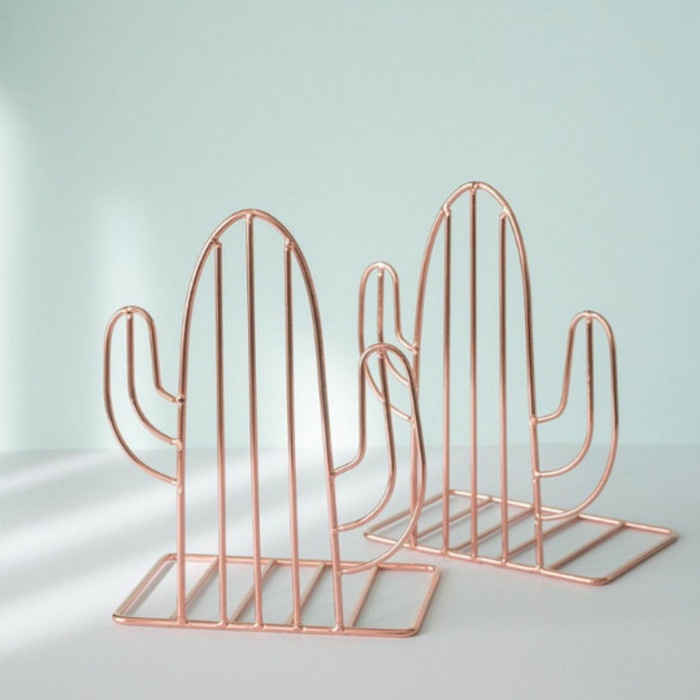 

pembatas buku kaktus, bookend cactus warna gold & rosegold - GOLD
