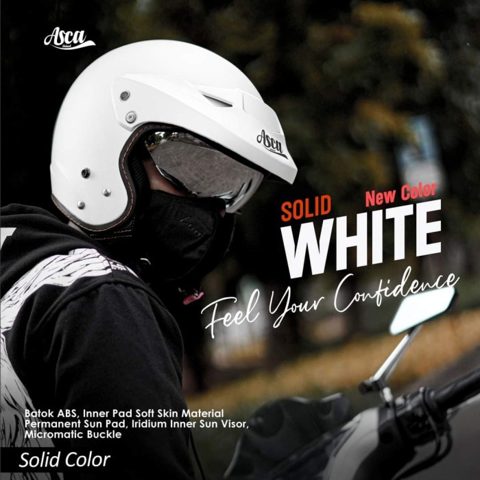 Helm Asca Retro Solid - Putih, M