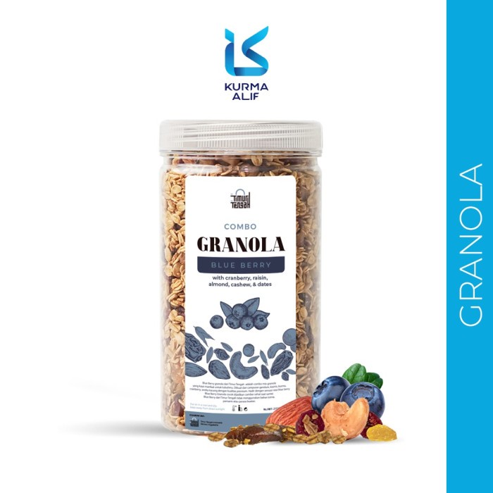 

✨PROMO✨ -Granola Kemasan Toples 500 gr - Granola Sereal Diet Low Calori Food - Blue Berry 500g