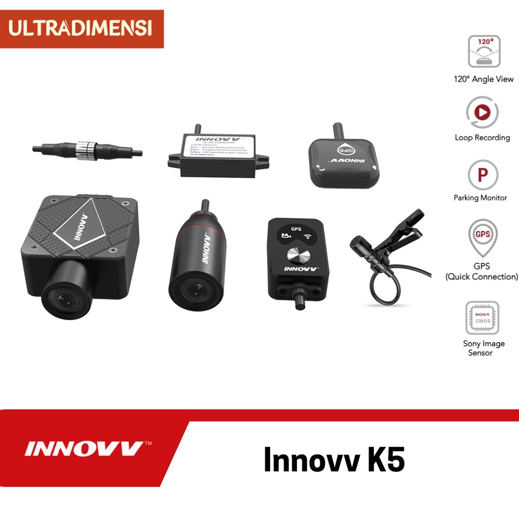 Innovv K5 MotoCam 4K UHD Dashcam DVR motor waterproof Depan & Belakang setara gopro