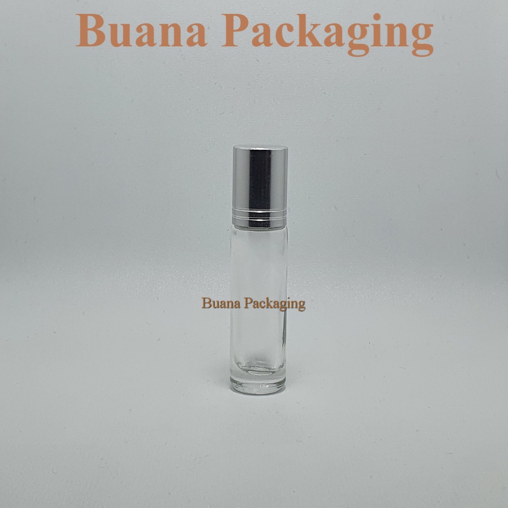 Botol Roll On 10 ml Clear Original Tutup Stainles Silver Shiny Garis Bola Plastik Natural / Botol Roll On / Botol Kaca / Parfum Roll On / Botol Parfum / Botol Parfume Refill / Roll On 8 ml