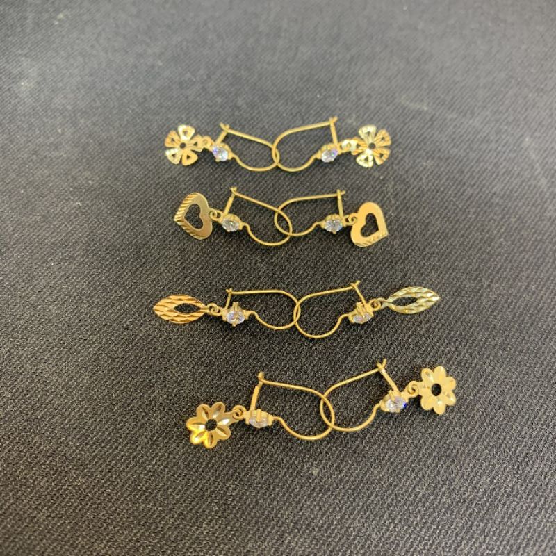 Anting anak dan dewasa emas asli kadar 700 70% 22 setengah g gr gram gold love ukir timun bintang bu