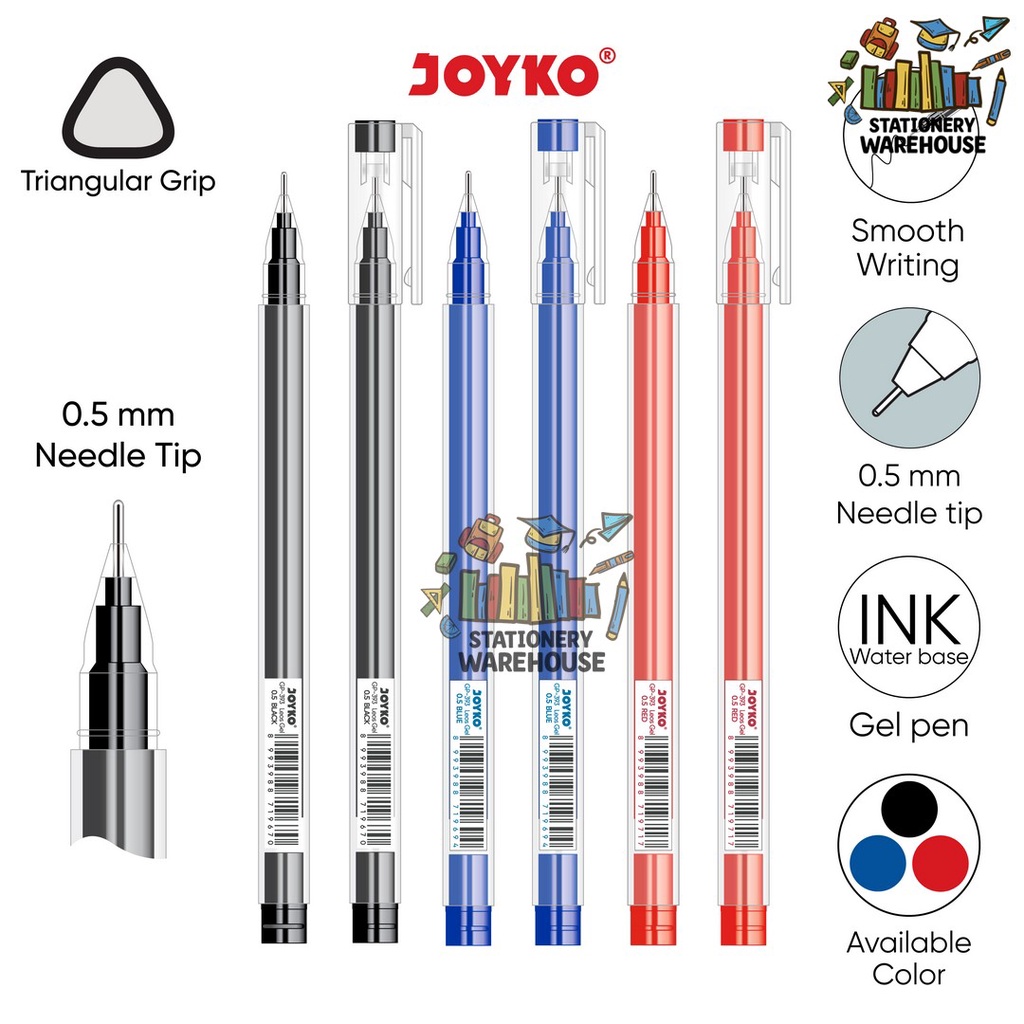 

Gel Pen Pulpen Pena Joyko GP-393 Leos Gel 0.5 mm Black Blue Red