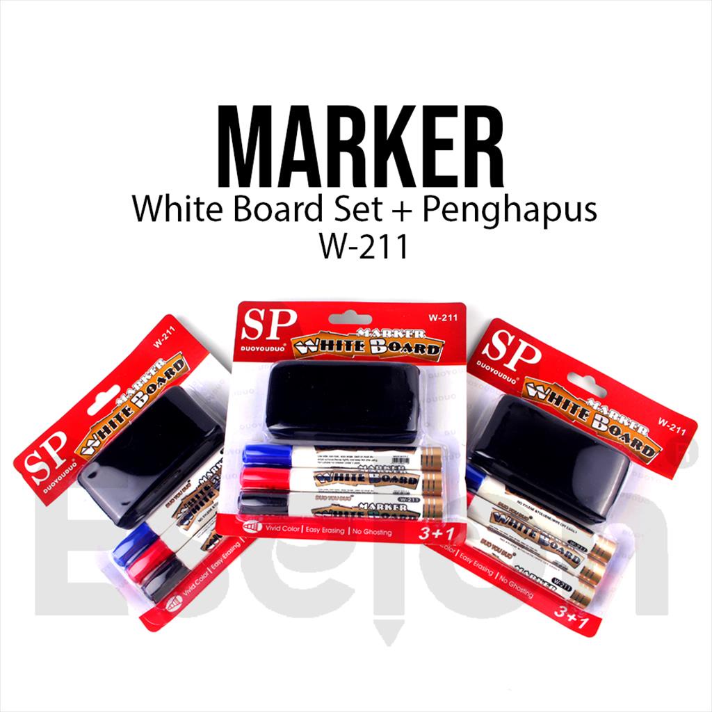 

[MaxMart]1 Set Spidol Papan Whiteboard + Penghapus 211 / Whiteboard Marker SET