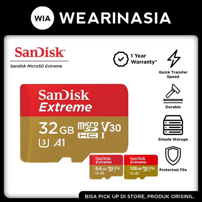 Sandisk Micro SD Card Extreme 32/64/128 GB Kartu Memori  - 32GB