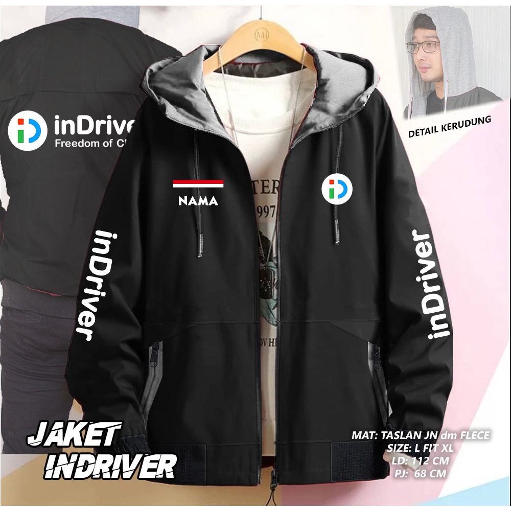 JAKET INDRIVER TERBARU RESMII BOLAK BALIK / JAKET CUSTOM SABLON   JAKET DRIVER PRIA WANITA / JAKET P