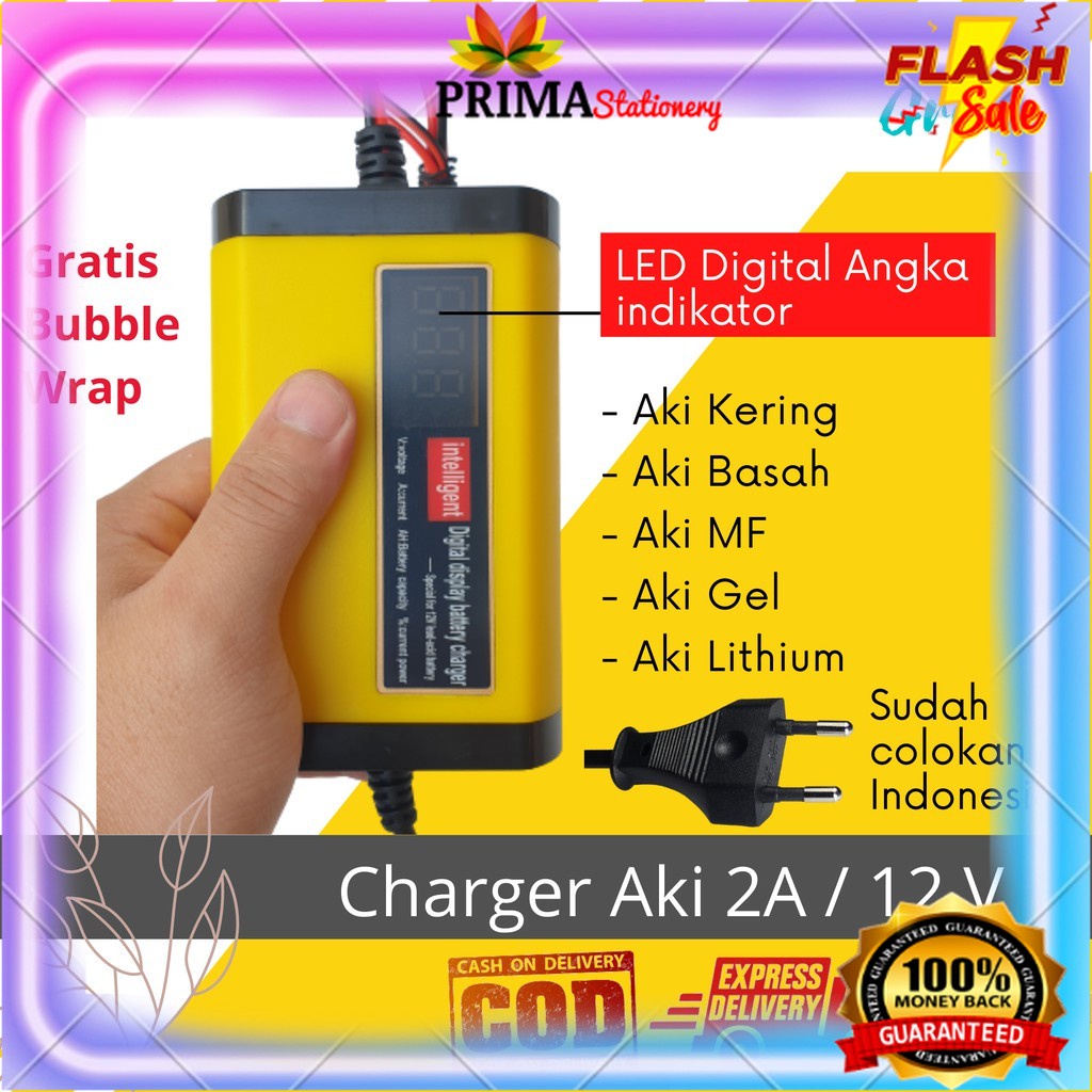 BAGUS Charger aki 2A 12V Motor Mobil Casan Aki Carger Aki Alat Cas Aki Charger Accu Gremi