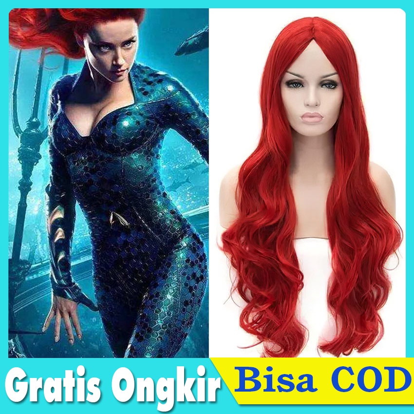 Wig Poni Tipis Akemi Lurus Red Wine / Wig Ariel The Little Mermaid / Wig Merah