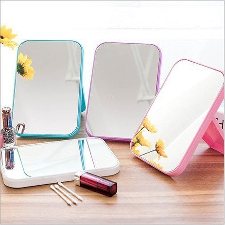 DHL GROSIR Cermin Lipat Persegi Kaca Mini Persegi Aesthetic Cermin Kecil Portable Standing Mirror Ka