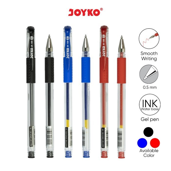 

Gel Pen / Pulpen / Pena Joyko JK-100 / 0.5 mm / 1 BOX 12 PCS - Hitam - JK-100BLACK